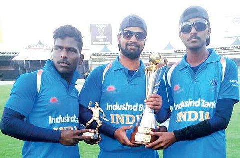 Karnataka cricketers who represented India in the recently concluded World Cup: Sunil Ramesh, Prakash Jayaramaiah and Basappa Vadgol | Express