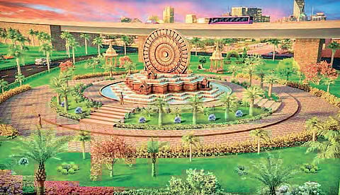 Conceptual designs of Dharmachakra to come up at Kanaka Durga Varadhi junction in city  | Express