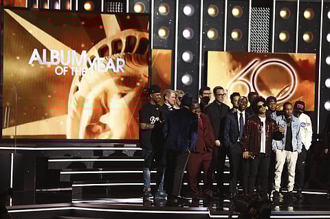 With Bruno Mars being the star of the show, here are some winners from the 60th Annual Grammy Awards. IN PIC: Bruno Mars, front center, accepts the award for album of the year for '24K Magic' at Madison Square Garden on Sunday, Jan. 28, 2018, in New York.