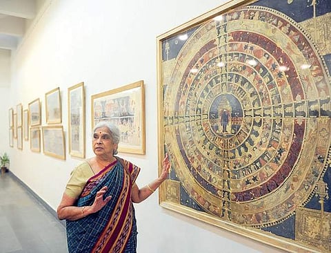 Pushpa Dravid says she used a scaffolding with a wooden plank for support and had to tilt her head all the time to replicate work