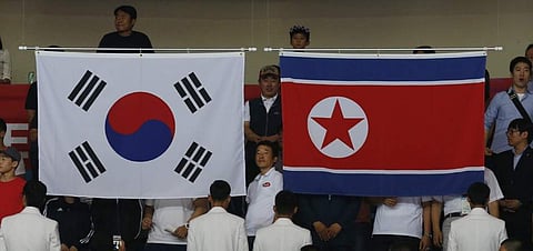 South Korea and North Korea national flags. | AP