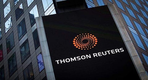 The Thomson Reuters logo is seen on the company building in Times Square, New York October 29, 2013. (Reuters)