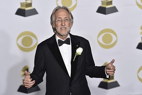 President of The Recording Academy Neil Portnow poses in the press room at the 60th annual Grammy Awards at Madison Square Garden on Sunday, Jan. 28, 2018, in New York. | AP