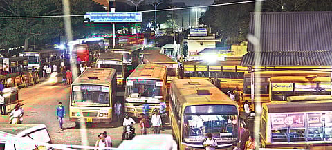 The flash strike by MTC buses in Chennai on January 4. (EXpress Photo)