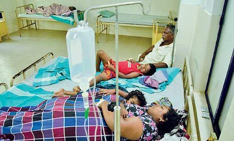 Liza from Puthiyathura and her two children Libha and Lebunus  at the Pulluvilka Community Health Centr  B P Deepu