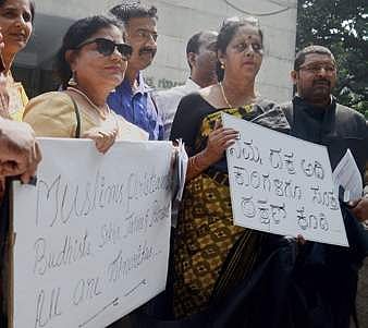 Members of Christian Community Coalition (Karnataka) during the protest in Bengaluru | pushkar v