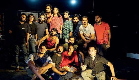 Sajeev Nambiyath with other theatre artists at the ActLab Studios Albin Mathew