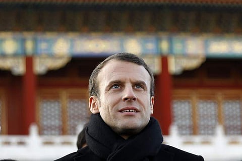 French President Emmanuel Macron visits the Forbidden City in Beijing on January 9, 2018. (Photo | AFP)