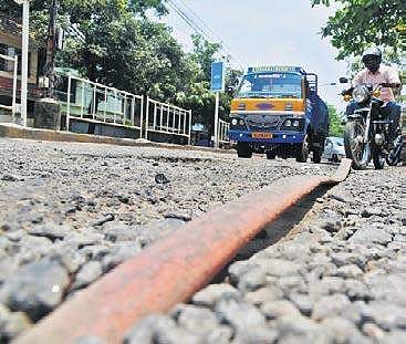 The worn-out Kaloor-Kadavanthra road Albin Mathew