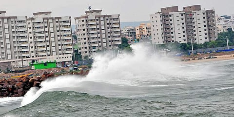 A high alert was sounded Wednesday in north coastal districts of Andhra Pradesh as the 'very severe' cyclonic storm Titli is expected to cross the Bay of Bengal coast on Thursday. ( Photo |G Satyanarayana)