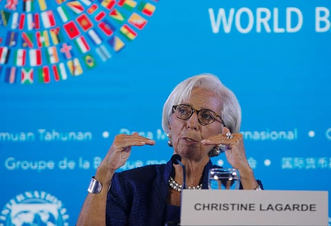 IMF Managing Director Christine Lagarde speaks during International Monetary Fund - World Bank Annual Meeting 2018 in Nusa Dua, Bali, Indonesia. (Photo | Reuters)