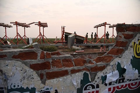 Air India Express flight to Dubai hit the boundary wall of the Tiruchy International Airport (Photo | MK Ashok Kumar)