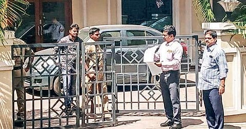 Income Tax sleuths conducting a raid on the house of TDP Rajya Sabha member CM Ramesh at Jubilee Hills in Hyderabad on Friday  | express