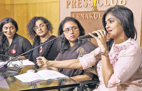 Actor Remya Nambeesan speaking at the press conference (Photo | Melton Antony)