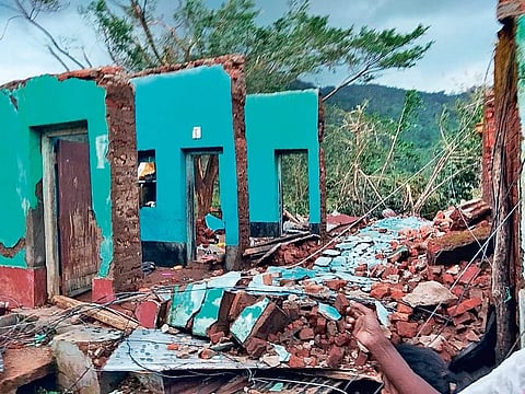A house completely damaged by cyclone Titli at Jirang village in Rayagada block of Gajapati district | Express
