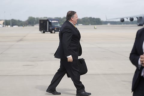 Secretary of State Mike Pompeo heads to his plane to depart for meetings with Saudi Arabia's King Salman in Saudi Arabia. (Photo| AP)