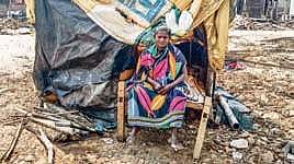 Garikina Mangamma in front of her makeshift hut in Kakinada | Express