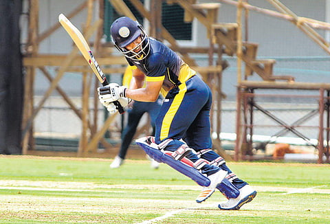 Hyderabad’s B Sandeep hit 96 against Andhra on Monday | Shriram BN