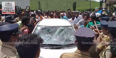 The women reporters of two national TV channels on their way to Pamba for news coverage were blocked. (Photo | EPS)