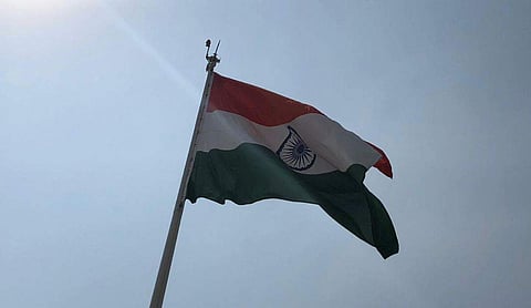 Indian flag nfurled at the majestic Haj House. (Photo | Mukhtar Abbas Naqvi Twitter)