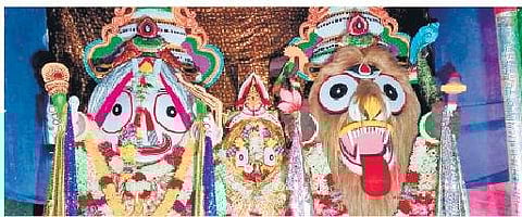 The pandal with idols of divine siblings in Balia village | Express