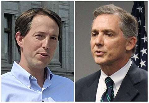 This combination of 2018 file photos shows Arkansas Congressional candidates, Democrat Clarke Tucker, left, and Republican U.S. Rep. French Hill. (Photo | AP)