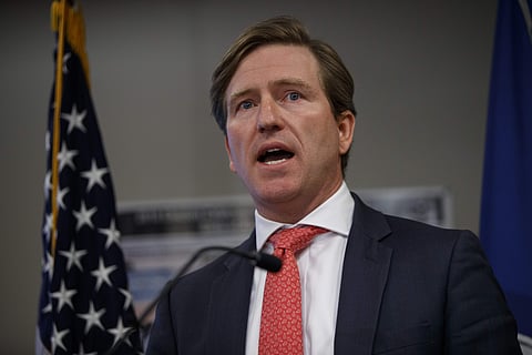 Christopher Krebs, undersecretary of the Department of Homeland Security's National Protection and Programs Directorate, speaks during a news conference on election cyber security. (Photo | AP)