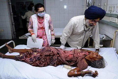 An injured person of the train accident undergoes treatment at a hospital in Amritsar | PTI