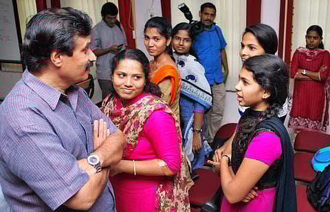 Education Minister C Raveendranath interacting with the students of Cusat
