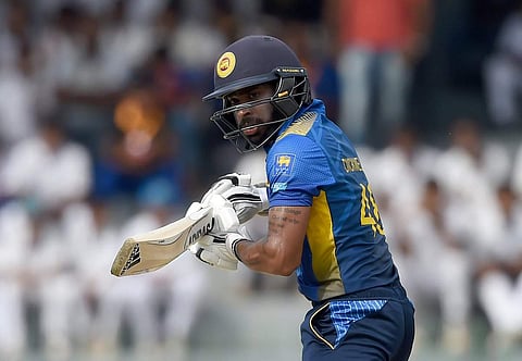 Sri Lankan cricket player Niroshan Dickwella on October 23, 2018, after the Sri Lankan team defeated England during the 5th ODI series in Colombo. (Photo | ICC/ Twitter)