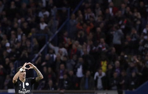 PSG forward Angel Di Maria celebrates after scoring his side's second goal during a Group C Champions League match against Napoli | AP