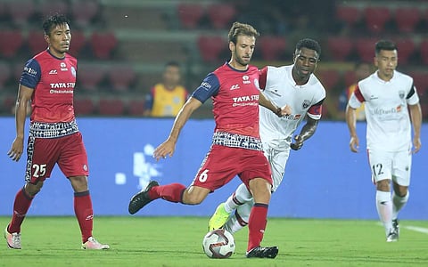 A visual from the ISL match between NorthEast United and Jamshedpur FC on 26 October 2018. (Photo | Jamshedpur FC/ Twitter)