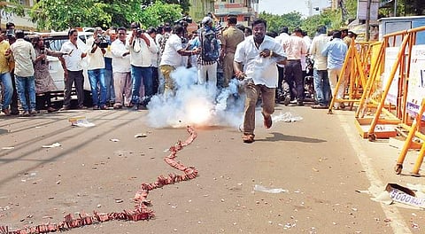 AIADMK supporters bursting crackers in Chennai after the verdict | Express