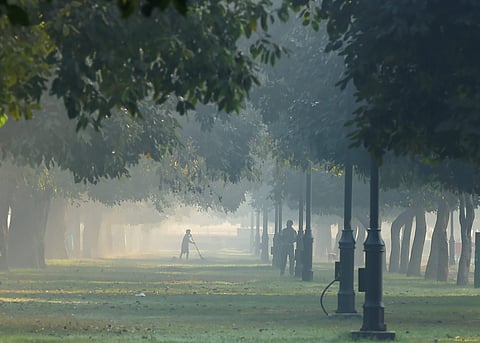 A view of Rajpath lawns engulfed in smog in New Delhi Friday October 26 2018. | PTI