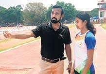 Vishnupriya Jayaprakashan and her coach C Haridas  | Express