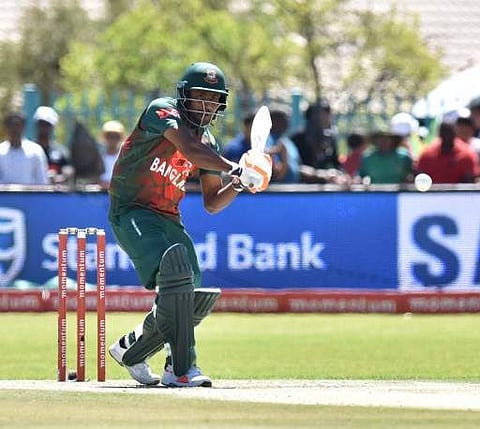 Bangladesh batsman Imrul Kayes is in action during the first One Day International (ODI) cricket match between South Africa and Bangladesh in Kimberley, South Africa on October 15, 2017. | AFP