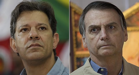 This file photo combo shows Brazilian presidential candidate of the Workers' Party Fernando Haddad, left, in Sao Paulo. (Photo | AP)