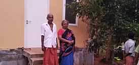 Chandran and Sharada who lost their house during the floodsgot a new prefabricated houses