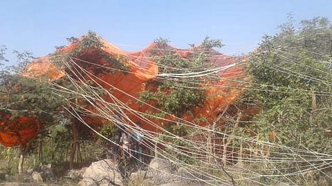 The TIFR balloon facility parachute that descended in Vikarabad on Monday  | Express