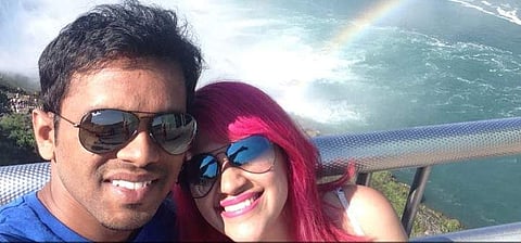 Vishnu Viswanath, 29, and Meenakshi Moorthy, 30, fell to their deaths from Taft Point in Yosemite National Park. (Photo | Screengrab/'Holidays and HappilyEverAfters')