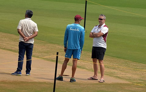 West Indies fielding coach Nic Pothas and head coach Stuart Law at Thiruvananthapuram | EPS