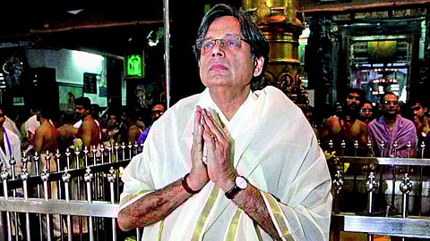 File photo of Congress MP Shashi Tharoor at Guruvayur temple (Photo| PTI)