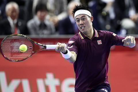 Kei Nishikori of Japan returns a shot against Richard Gasquet of France during their singles semifinal match at the Japan Open men's tennis tournament in Tokyo. (Photo | File/AP)