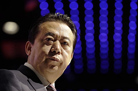 Ex-Interpol President, Meng Hongwei, delivers his opening address at the Interpol World congress in Singapore. (Photo | AP)
