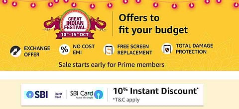 The Amazon sale starts early for prime members with a 12-hour headstart beginning at 12 noon on October 9. (Photo | Amazon.in)