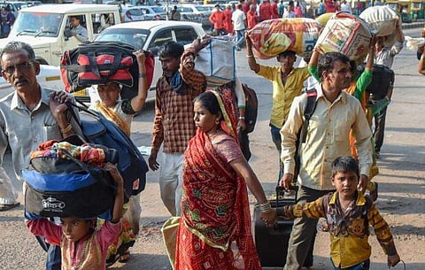 Migrant workers from Uttar Pradesh and Bihar leave for their homes in the view of some protests which broke out over the alleged rape of a 14-month-old girl in Ahmedabad Monday October 8 2018. | PTI