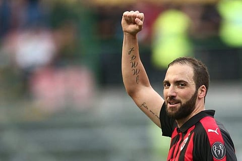 AC Milan extended their unbeaten run to eight matches in all competitions as Gonzalo Higuain scored twice (Photo | Twitter/AC Milan)