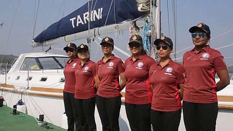 The six-member team on board INSV Tarini