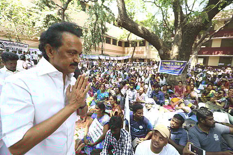 In August, Stalin, hailed as 'Thalapathy', took over as DMK president after the death of his father Karunanidhi, who held the post for 49 years. (File photo | EPS)