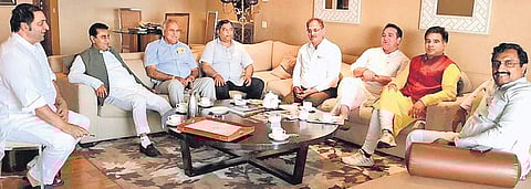 Sajjad Lone (extreme left) has become a focal point of the new realignment of political forces for BJP in Kashmir | Pic courtesy: Twitter